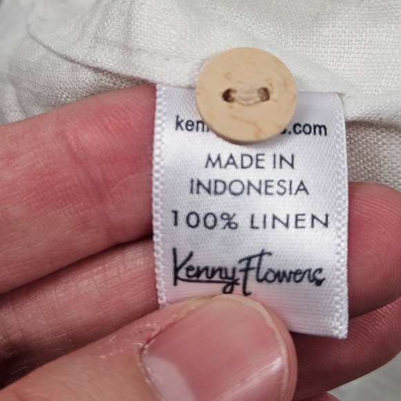 Kenny Flowers Shirt Mens 3XL White 100% Linen Short Sleeve Button Down Pocket - Picture 8 of 10
